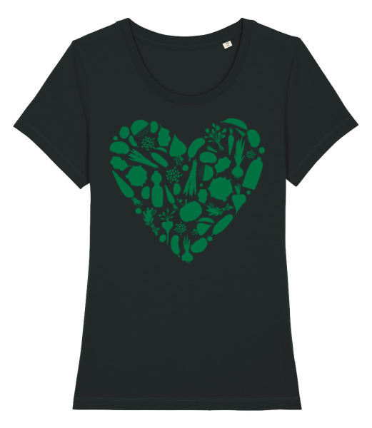 Coeur Végétarien - T-shirt bio Femme Stanley Stella - Noir - Devant