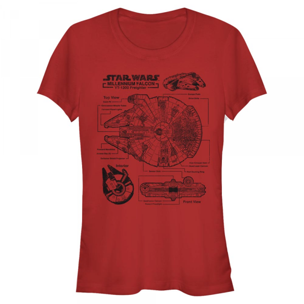 Star Wars - Millennium Falcon Falcon Schematic - Femme T-shirt - Rouge - Devant