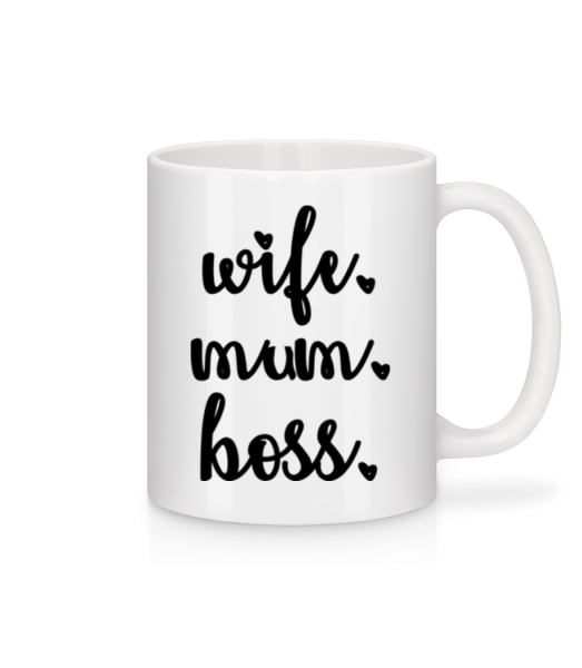 Motif Wife Mum Boss - Mug en céramique blanc - Blanc - Devant