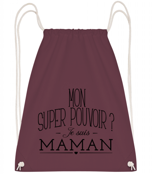 Super Pouvoir Maman - Sac à dos Drawstring - Bordeaux - Vorn