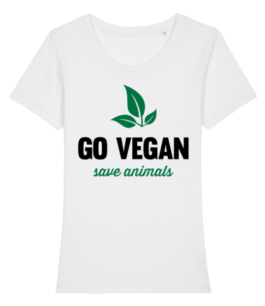 Go Vegan Save Animals - T-shirt bio Femme Stanley Stella - Blanc - Devant