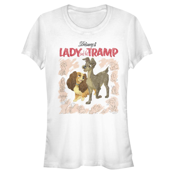 Disney Classics - La Belle et le Clochard - Lady and the Tramp Vintage Cover - Femme T-shirt - Blanc - Devant