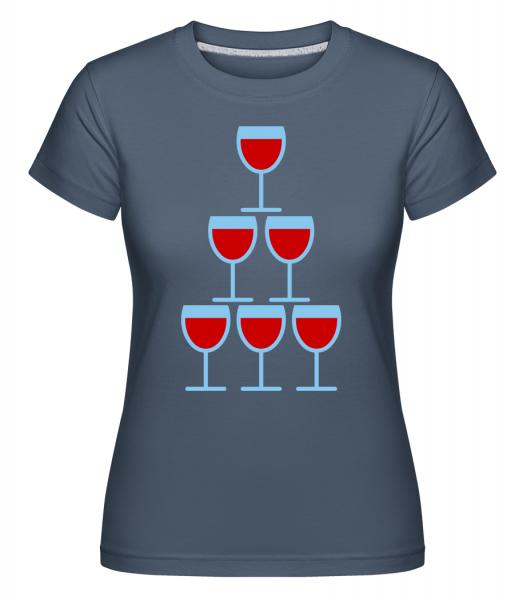 Wine Glasses Icon -  T-shirt Shirtinator femme - Bleu denim - Vorn