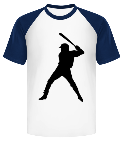 Joueur De Baseball - T-shirt baseball Homme - Blanc / Bleu marine - Devant
