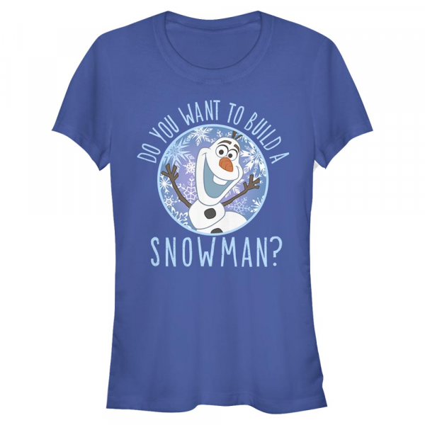 Disney - La Reine des neiges - Olaf Build a Snowman - Femme T-shirt - Bleu royal - Devant