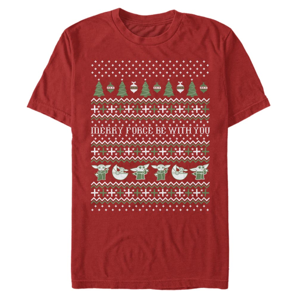 Star Wars - The Mandalorian - The Child Ugly Sweater - Christmas - Homme T-shirt - Rouge - Devant