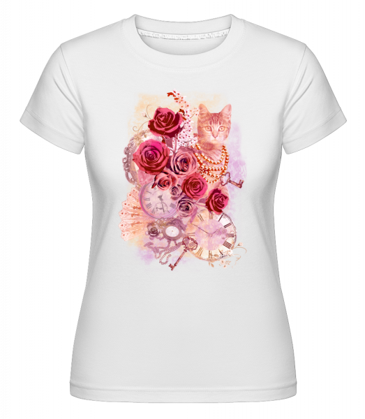 Chat Rose -  T-shirt Shirtinator femme - Blanc - Vorn