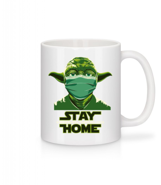 Stay Home Yoda - Mug en céramique blanc - Blanc - Devant