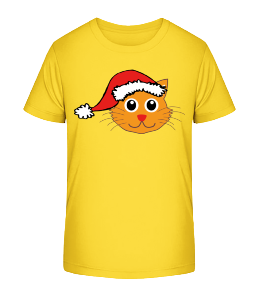 Chat Noël - T-shirt bio Enfant Stanley Stella - Jaune - Devant
