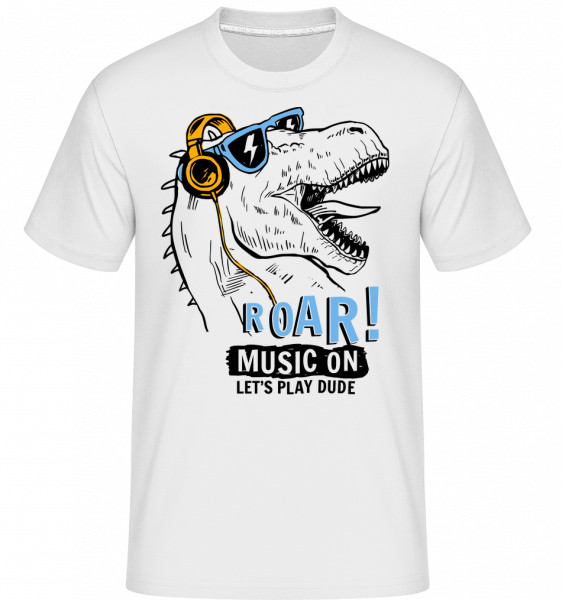 Music On Dino -  T-Shirt Shirtinator homme - Blanc - Vorn