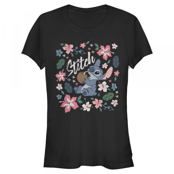 Disney - Lilo & Stitch - Stitch Tropical - Femme T-shirt - Noir - Devant