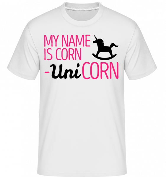 My Name Is Corn, Unicorn -  T-Shirt Shirtinator homme - Blanc - Vorn