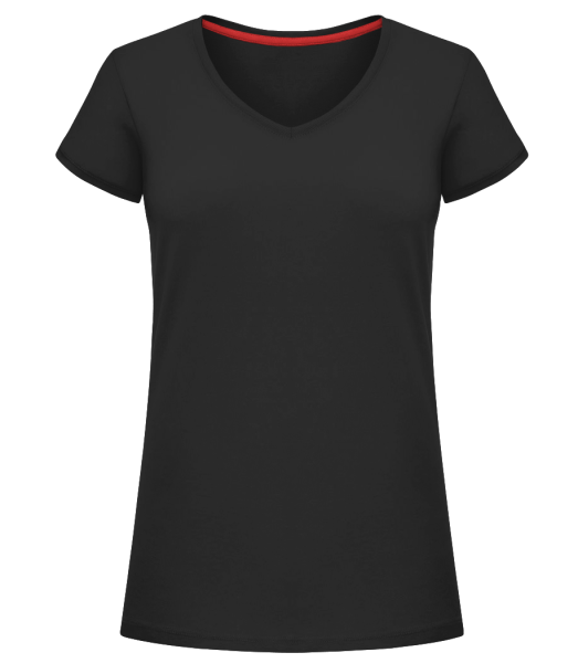 T-shirt col en V Femme - Noir - Devant