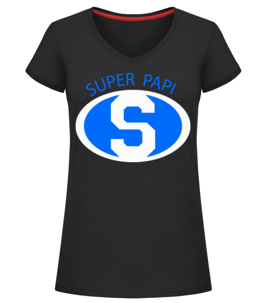 Super Papi - T-shirt col en V Femme - Noir - Devant
