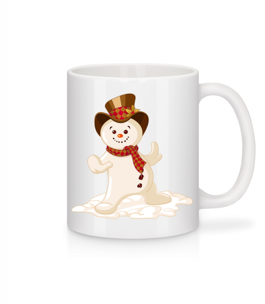 Bonhomme De Neige Avec Chapeau - Mug en céramique blanc - Blanc - Vorn
