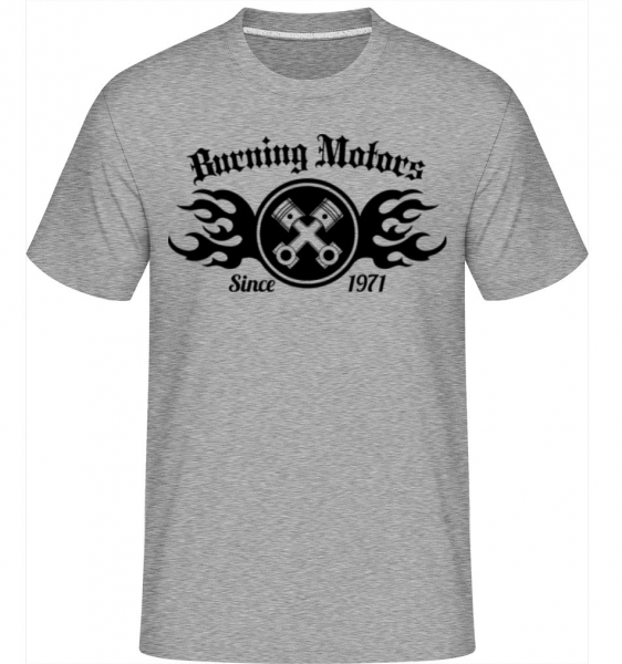 Burning Motors Biker -  T-Shirt Shirtinator homme - Gris chiné - Devant