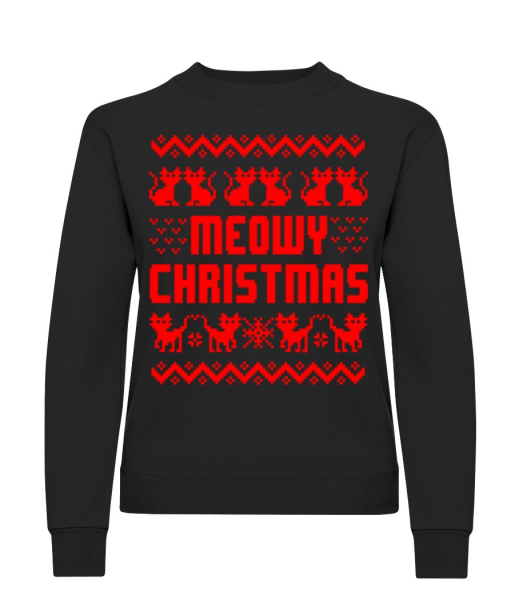 Meowy Christmas - Sweatshirt Femme - Noir - Devant