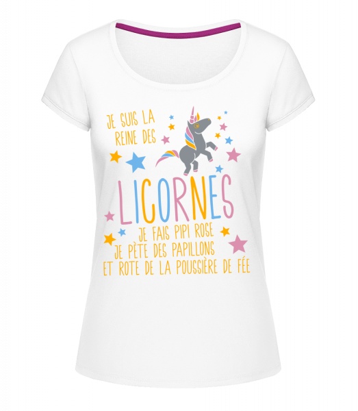 Je Suis La Reine Des Licornes - T-shirt à col rond Megan - Blanc - Vorn