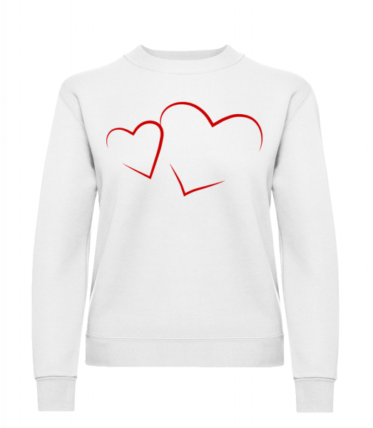Cœurs - Sweat-shirt classique avec manches set-in pour femme - Blanc - Vorn