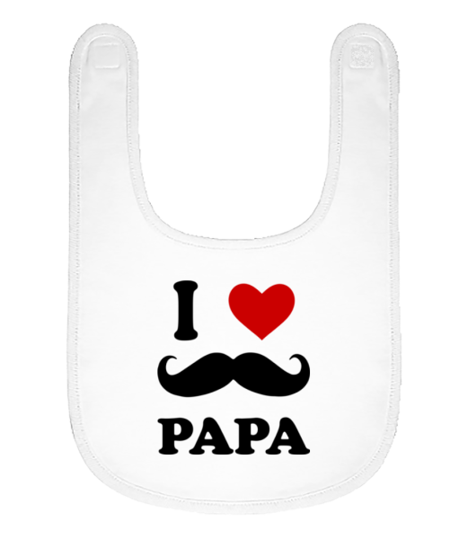 I Love Papa - Bavoir Bébé bio - Blanc - Devant