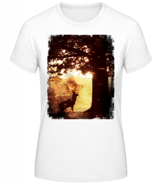 Soleil Cerf - T-shirt standard Femme - Blanc - Devant