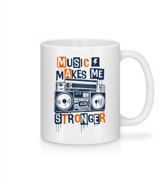 Music Makes Me Stronger - Mug en céramique blanc - Blanc - Vorn
