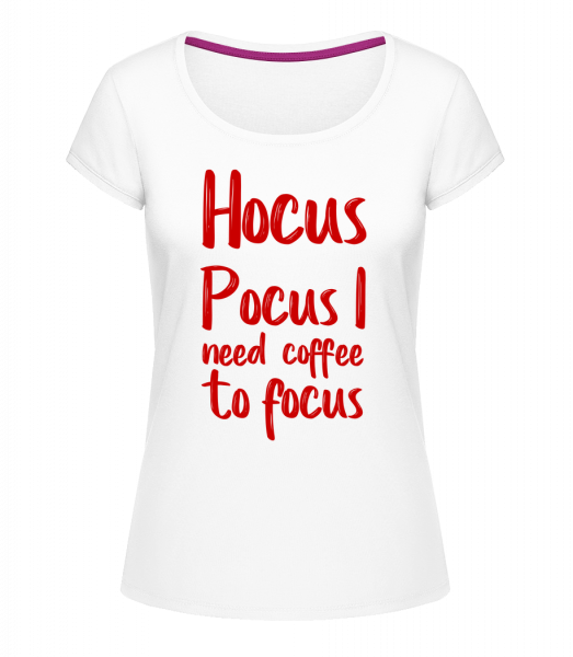 Hocus Pocus I Need Coffe To Focu - T-shirt à col rond Megan - Blanc - Vorn