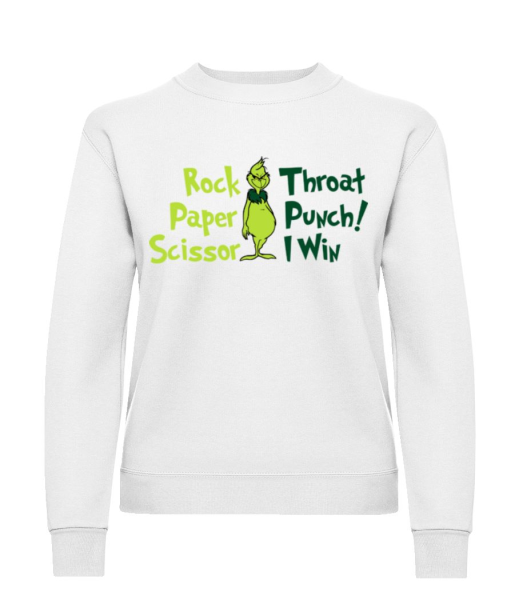 Rock, Paper, Scissor, Throat Punch! - Sweatshirt Femme - Blanc - Devant