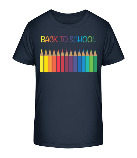 Back To School - Crayons - T-shirt bio Enfant Stanley Stella - Bleu marine - Devant