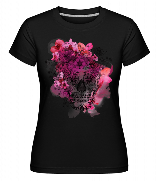 Día de los Muertos Crâne -  T-shirt Shirtinator femme - Noir - Vorn