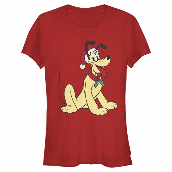 Disney Classics - Mickey Mouse - Pluto Hat - Christmas - Femme T-shirt - Rouge - Devant