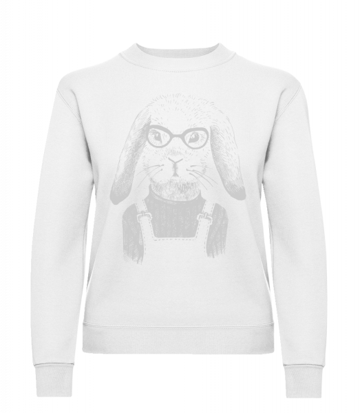 Hipster Lièvre - Sweat-shirt classique avec manches set-in pour femme - Blanc - Vorn
