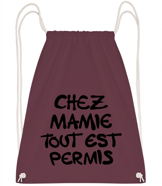 Chez Mamie Tout Est Permis - Sac à dos Drawstring - Bordeaux - Vorn