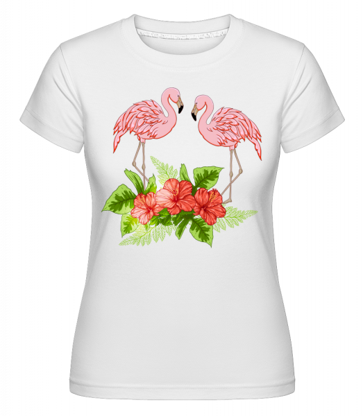 Flamingos In Paradise -  T-shirt Shirtinator femme - Blanc - Vorn
