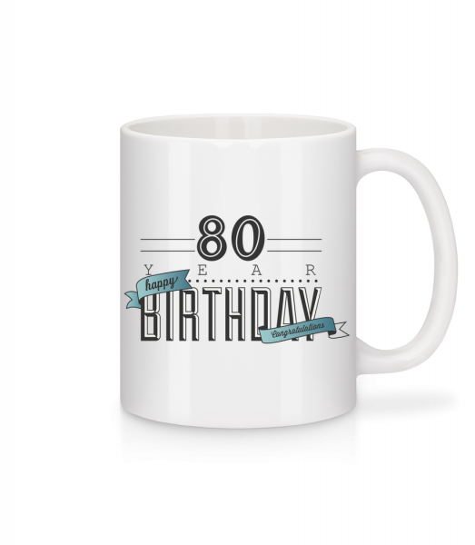 80 Birthday Sign - Mug en céramique blanc - Blanc - Vorn