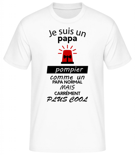 Papa Pompier Cool - T-shirt standard Homme - Blanc - Vorn