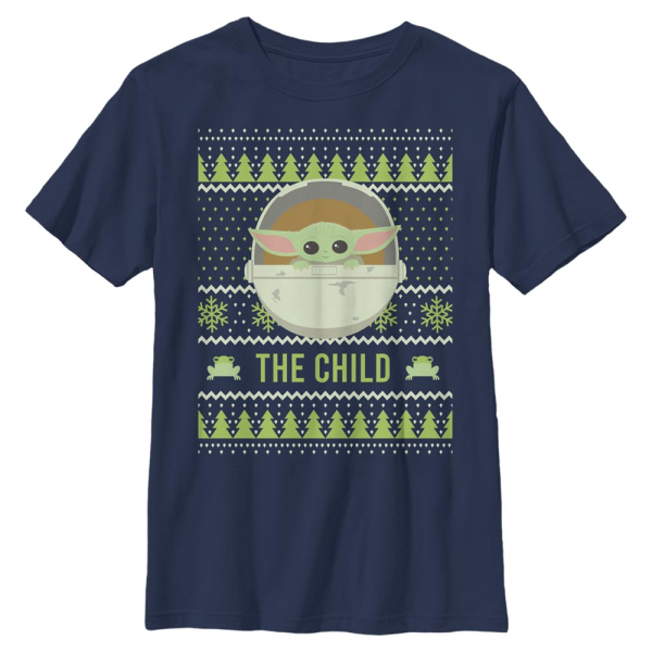 Star Wars - The Mandalorian - The Child The Cute Ugly Sweater - Christmas - Enfant T-shirt - Bleu marine - Devant