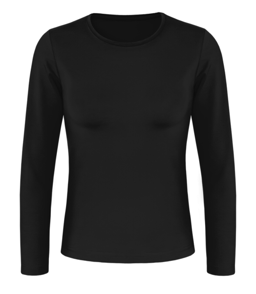 T-shirt à manches longues standard Femme - Noir - Devant