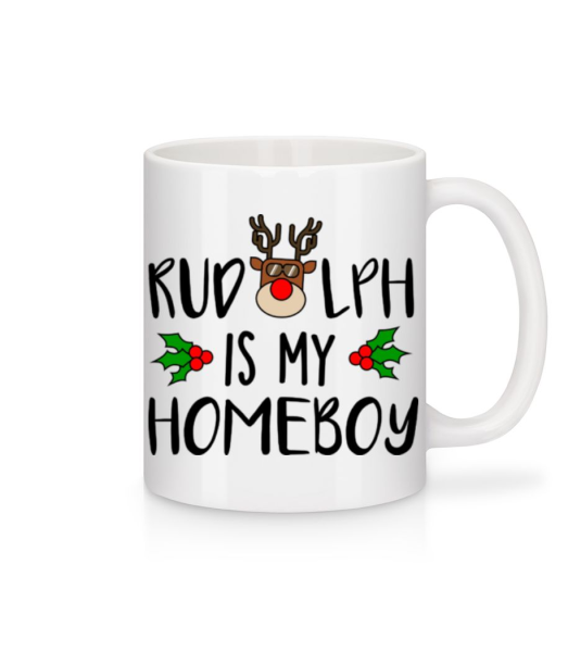 Rudolph Is My Homeboy - Mug en céramique blanc - Blanc - Devant