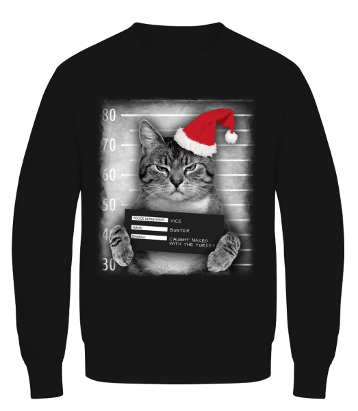 Cat XMas Guilty - Sweatshirt Homme AWDis - Noir - Vorn