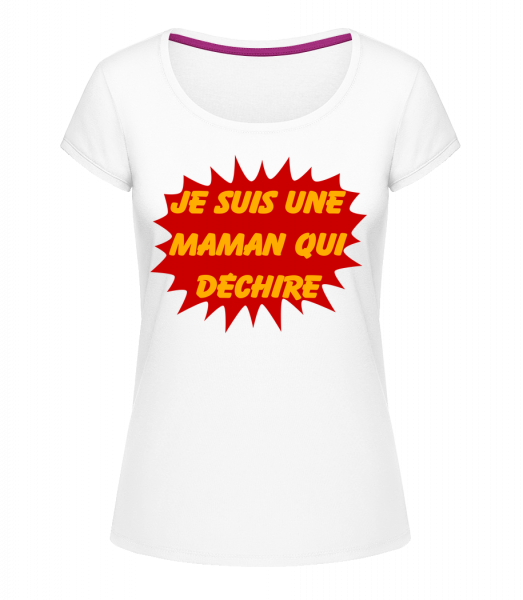 Une Maman Qui Déchire - T-shirt à col rond Megan - Blanc - Vorn
