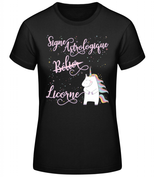 Signe Astrologique Licorne Bélie - T-shirt standard femme - Noir - Vorn