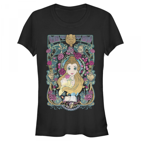 Disney - La Belle et la Bête - Skupina Belle Veau - Femme T-shirt - Noir - Devant