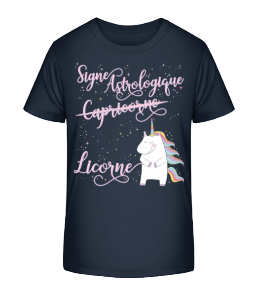 Signe Astrologique Licorne Capricorne - T-shirt bio Enfant Stanley Stella - Bleu marine - Devant