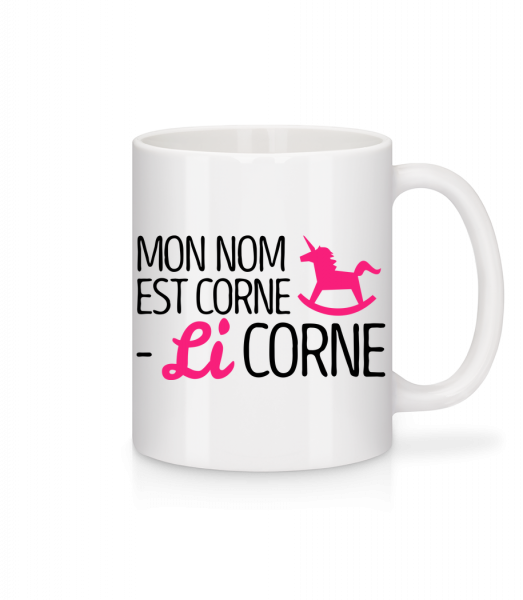 Mon Nom Est Corne, Li Corne - Mug en céramique blanc - Blanc - Vorn