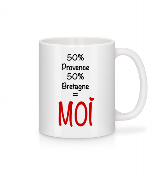 50% Provence, 50% Bretagne - MOI - Mug en céramique blanc - Blanc - Vorn