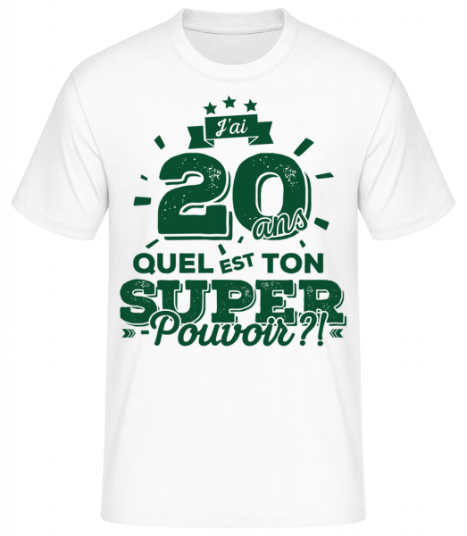 20 Ans Super Pouvoir - T-shirt standard Homme - Blanc - Vorn