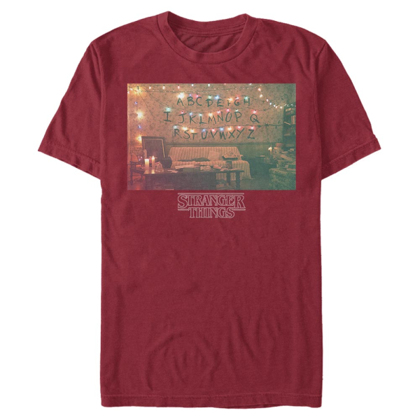 Netflix - Stranger Things - Logo Christmas Lights - Christmas - Homme T-shirt - Cerise - Devant