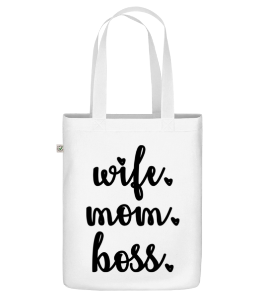 Motif Wife Mom Boss - Sac en toile bio - Blanc - Devant