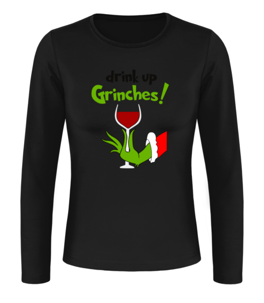 Drink Up Grinches! - T-shirt à manches longues standard Femme - Noir - Devant